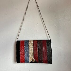 Vintage Biller Leather Bag Snakeskin Crossbody Chain Shoulder Strap‎ Handbag
